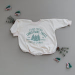 Farm Fresh Christmas Trees Sweatshirt Romper - Cream Little Joy Co. Everetts Place Boutique 34.00