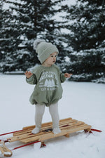 Little Joy Co. Farm Fresh Christmas Trees Sweatshirt Romper - Sage - Everetts Place Boutique - 