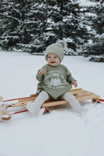 Little Joy Co. Farm Fresh Christmas Trees Sweatshirt Romper - Sage - Everetts Place Boutique - 