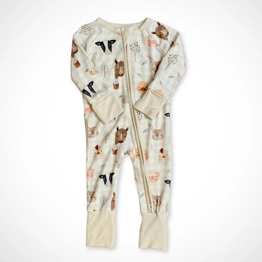 Farm Friends Pajamas Gender Neutral One-Piece Sleeper - Bamboo Baby Kolorful Everetts Place: Online Boutique 36.00