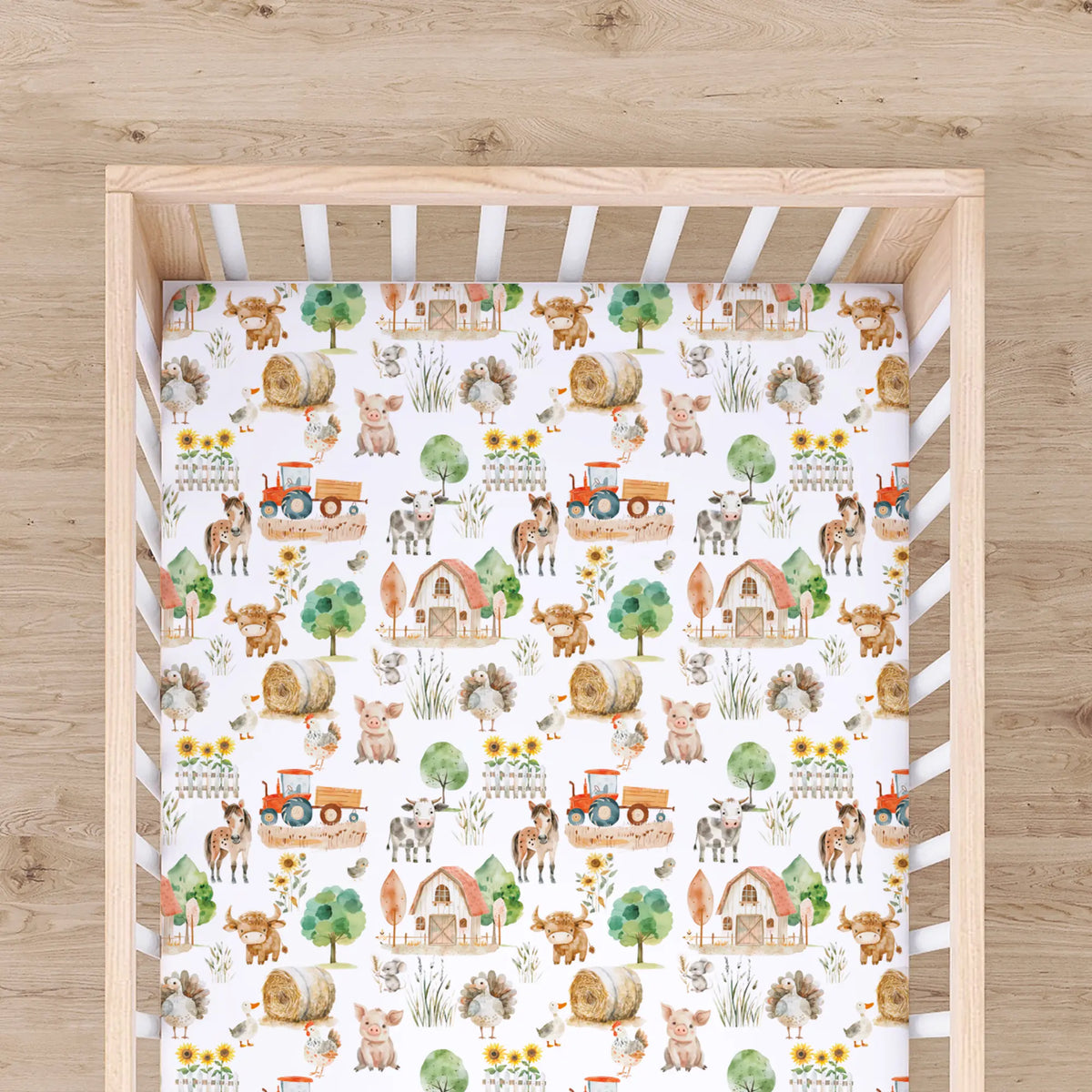 Farm Life Fitted Crib Sheet Honey Lemonade 