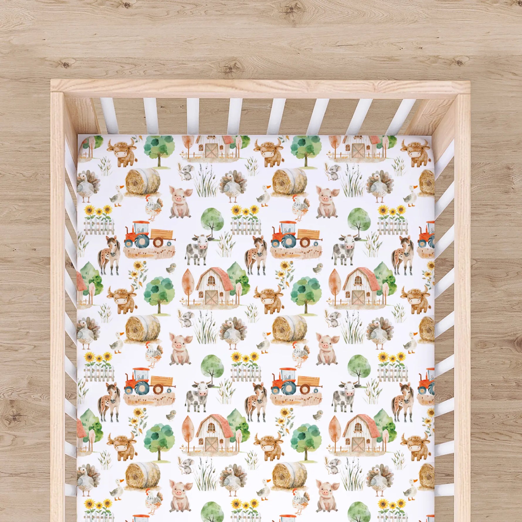 Farm Life Fitted Crib Sheet Honey Lemonade 