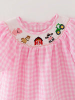 Rylee Faith Designs Farm Pink Smocking Embroidered Girls Dress for Thanksgiving Celebrations - Apparel & Accessories > Clothing > Baby & Toddler Clothing > Baby & Toddler Dresses Dress