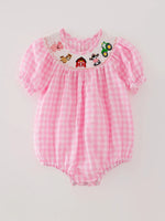 Rylee Faith Designs Farm Pink Smocking Embroidered Girls Romper for Thanksgiving Celebrations - Apparel & Accessories > Clothing > Baby & Toddler Clothing > Baby One-Pieces Romper