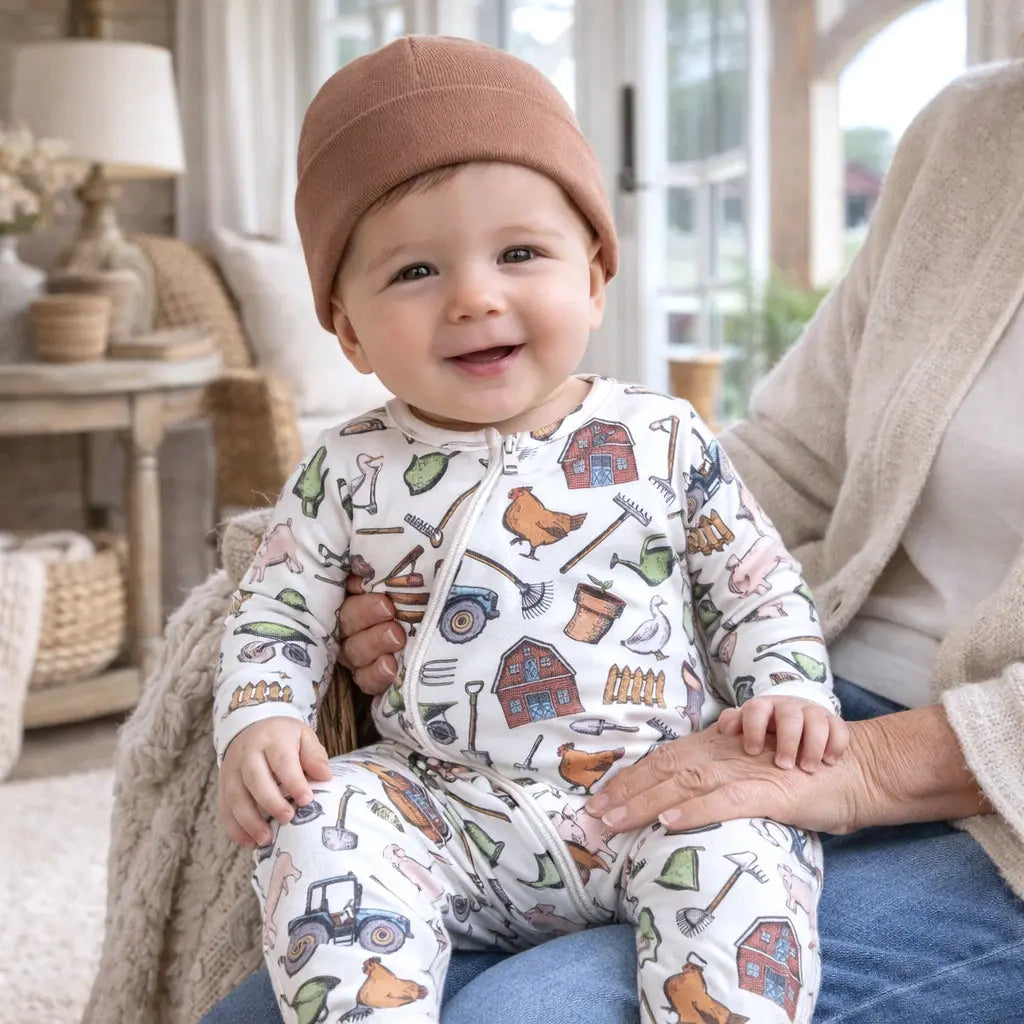 Farmers Market Baby Zipper Romper Long Sleeve Soft Bamboo One Piece Tesa Babe 