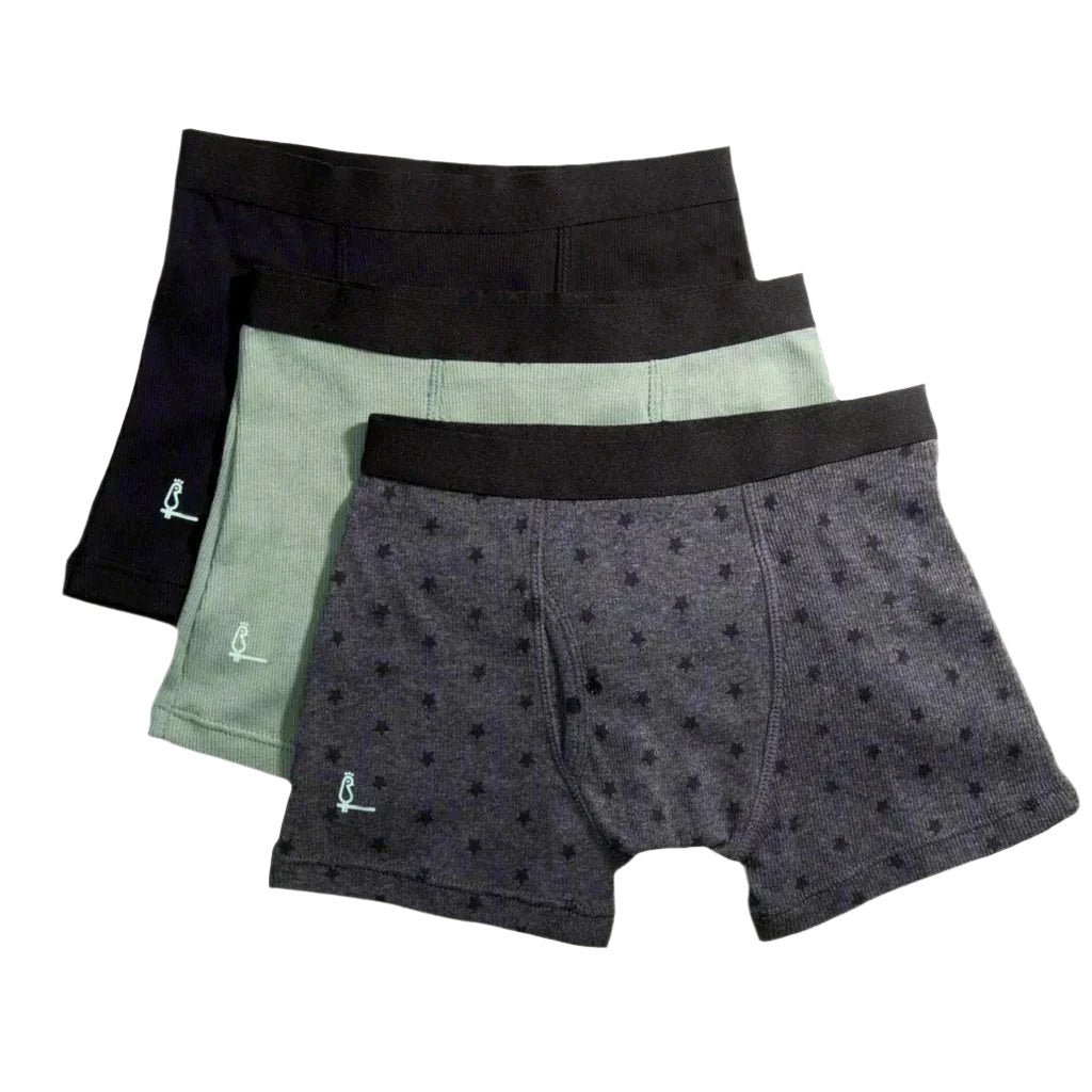 Multi Combed Cotton Elastane Boxer Briefs, Tagless, 3-Pack by Feathers USA