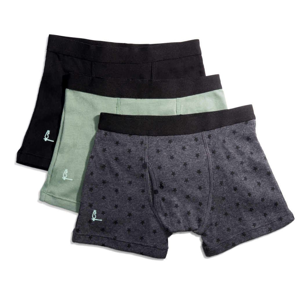 Multi Combed Cotton Elastane Boxer Briefs, Tagless, 3-Pack by Feathers USA