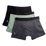 Multi Combed Cotton Elastane Boxer Briefs, Tagless, 3-Pack by Feathers USA