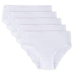 Feathers Solid White Snug Tagless Super Soft Cotton Underwear - Girls Underwear Briefs Panties 5-Pack (White) by Feathers USA at Everetts Place