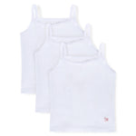 Feathers Girls Solid White Snug Fit Tagless Cami Vest - 100% Cotton Super Soft Undershirts (3/Pack) by Feathers USA at Everetts Place