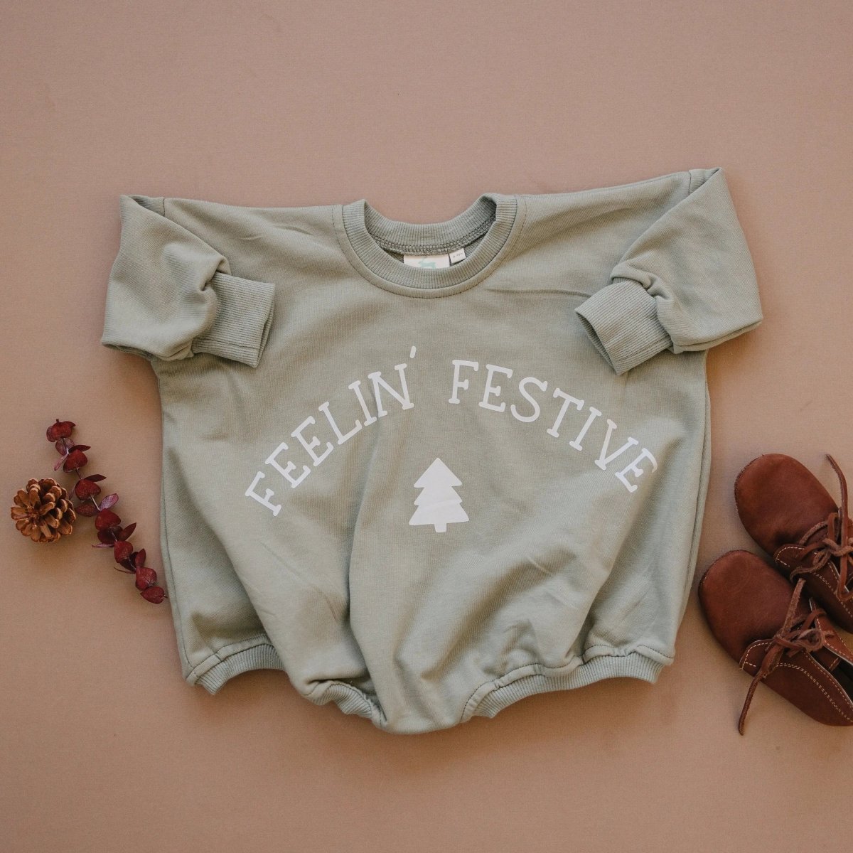 Little Joy Co. Feelin' Festive Christmas Sweatshirt Romper - Everetts Place Boutique - 