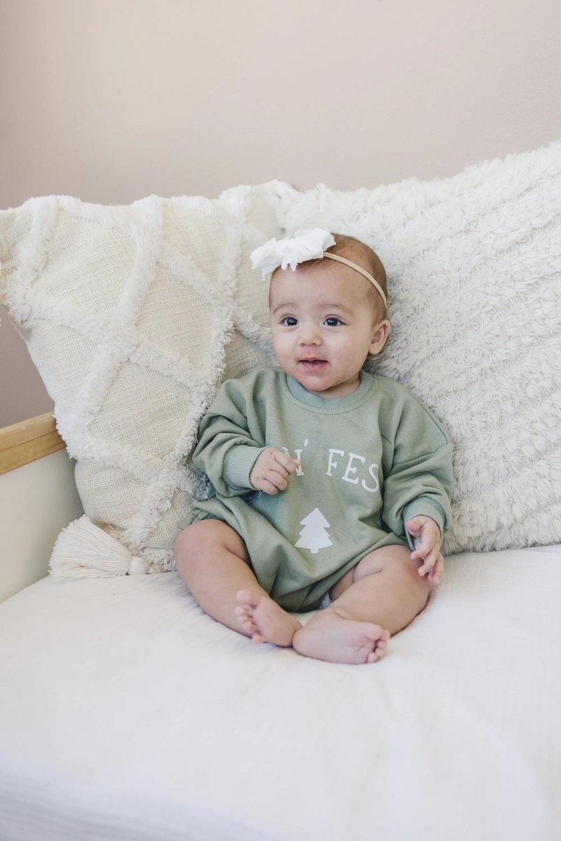 Little Joy Co. Feelin' Festive Christmas Sweatshirt Romper - Everetts Place Boutique - 