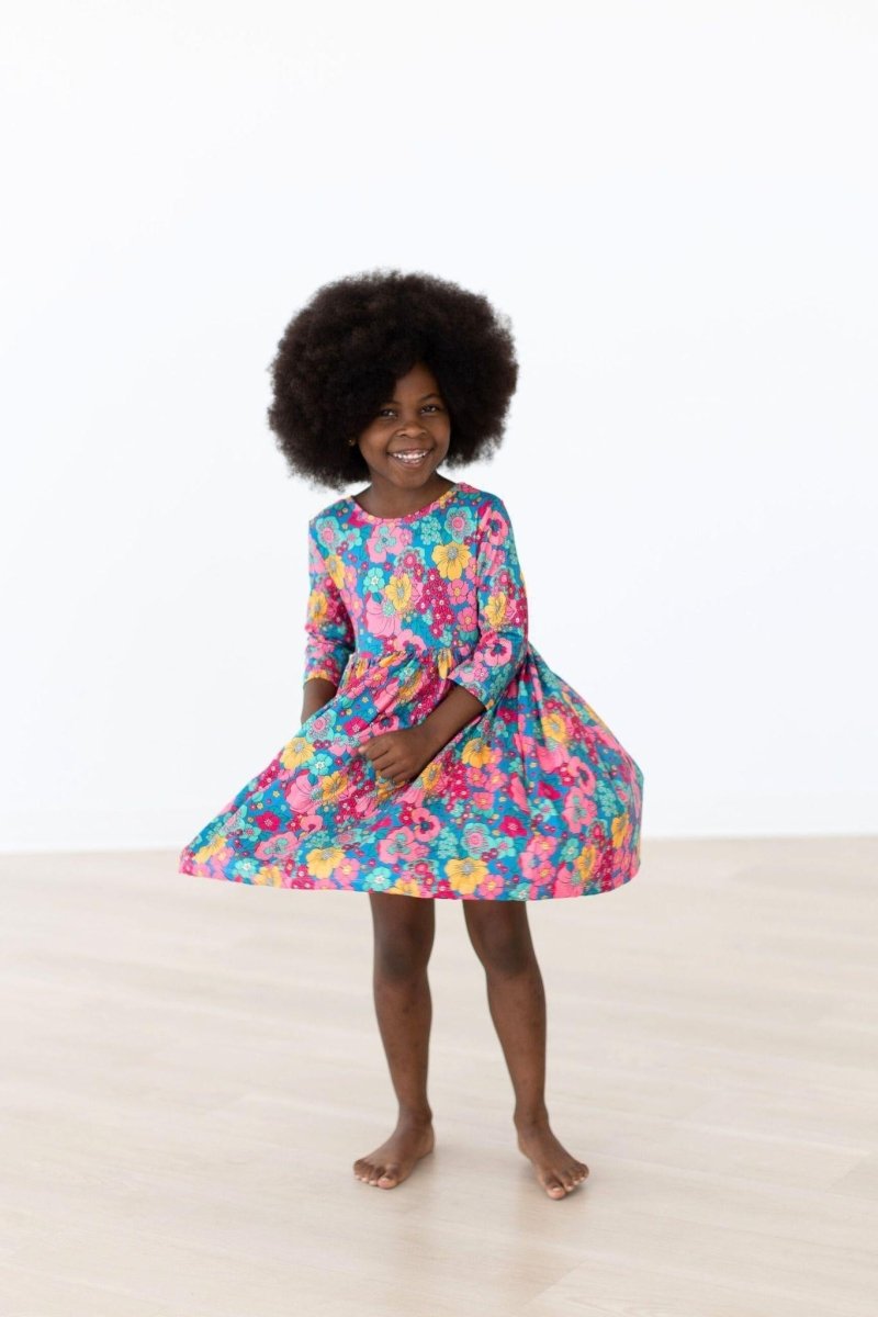 Mila & Rose ® Feeling Floral Twirl Dress With Pocket For Girls Everyday - Everetts Place Boutique - 
