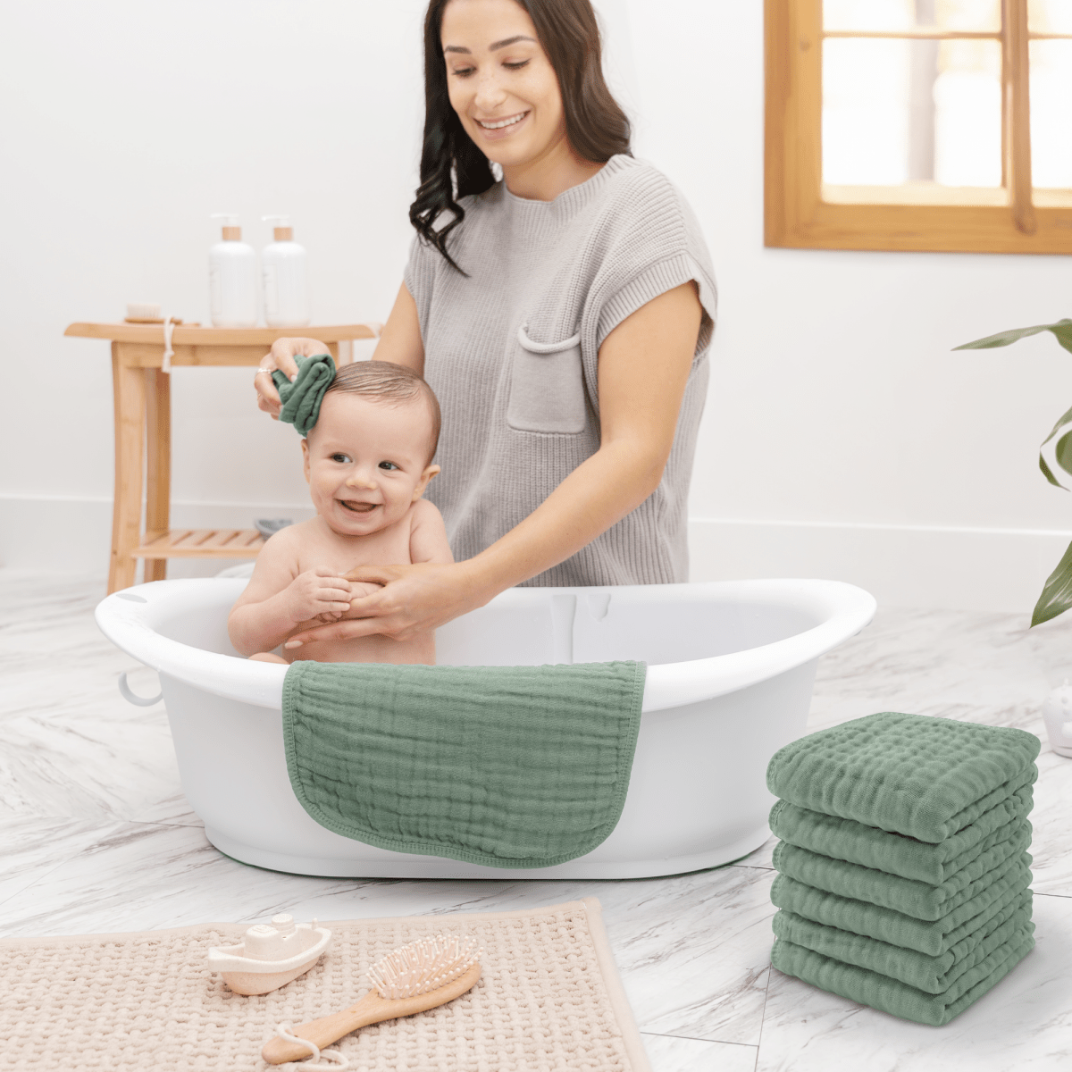 Comfy Cubs Fern Muslin Washcloths For Babies Comfy Cubs Premium - Everetts Place Boutique - 