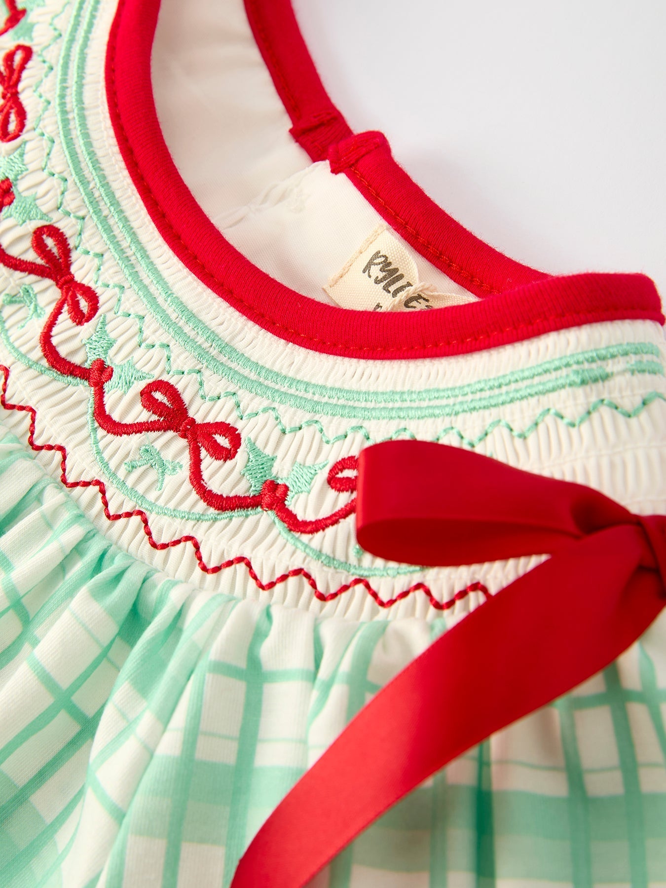 Festive Christmas Girl Smock Embroidery Green Plaid Dress Rylee Faith Designs Everetts Place: Online Boutique