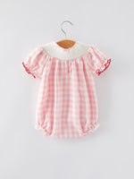 Rylee Faith Designs Festive Christmas Santa Embroidered Plaid Girls Romper - Everetts Place Boutique - 