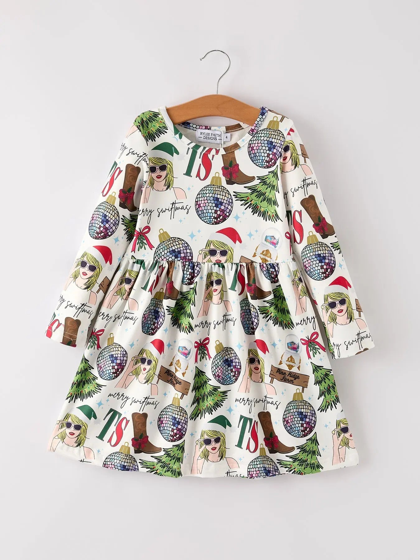 Festive Holiday Christmas TS Print Girls Dress Rylee Faith Designs Everetts Place: Online Boutique