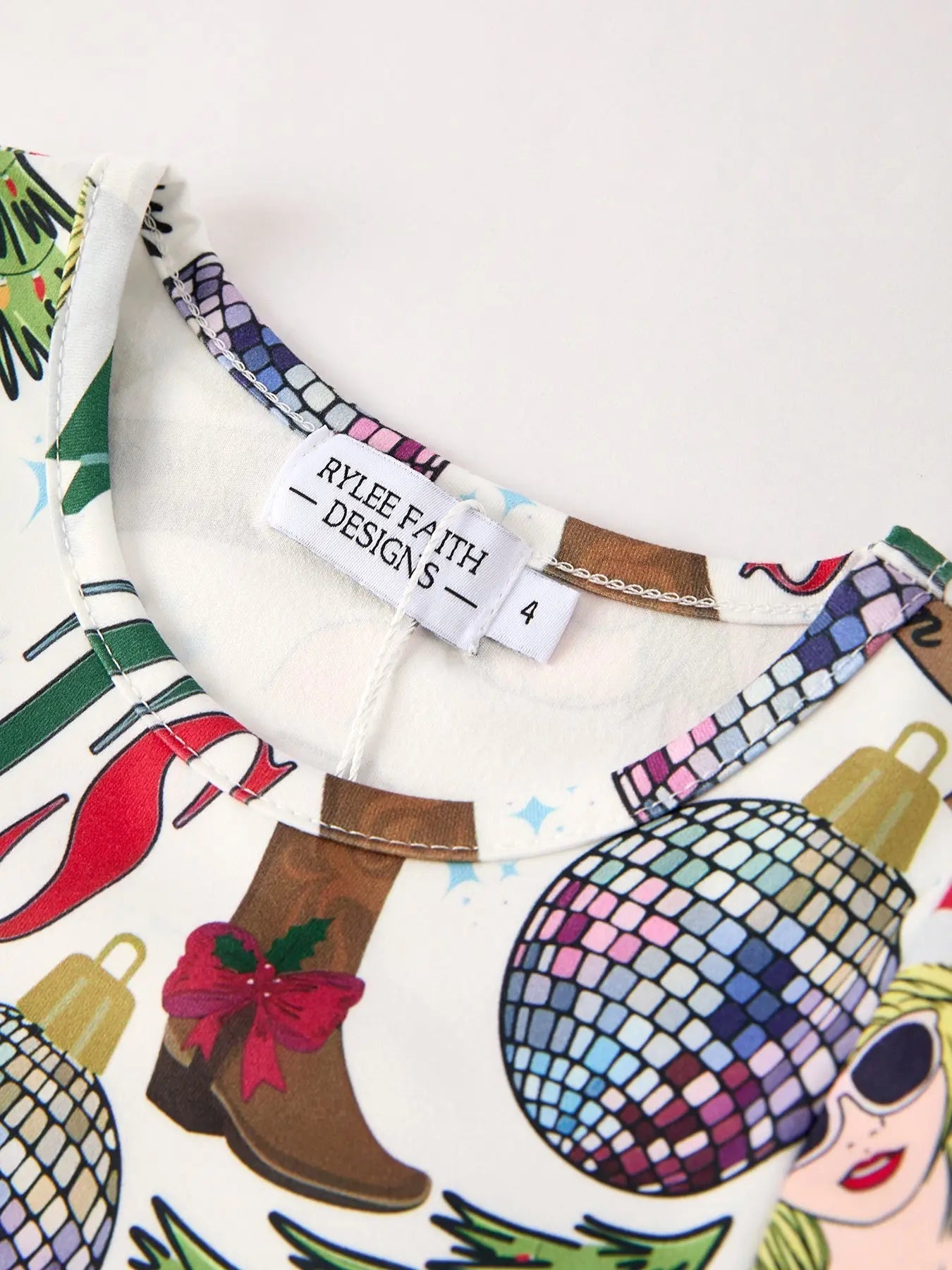 Festive Holiday Christmas TS Print Girls Dress Rylee Faith Designs Everetts Place: Online Boutique