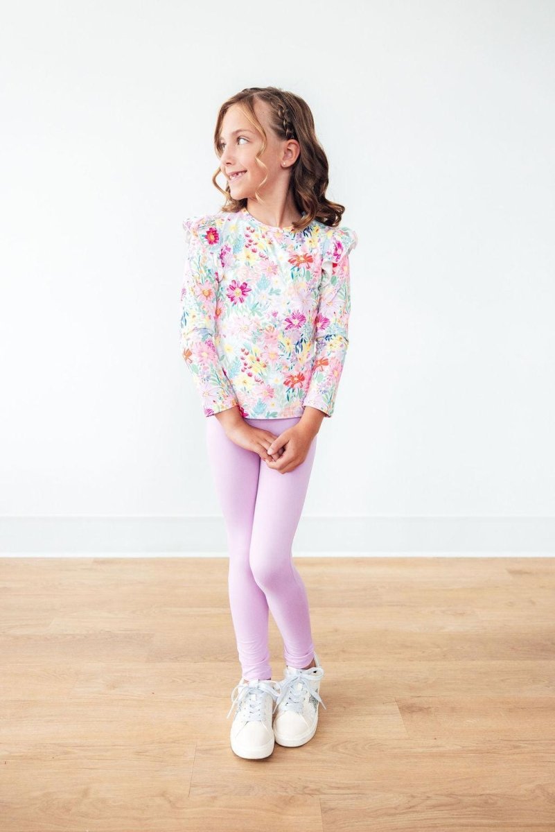 Mila & Rose ® Field of Flowers Long Sleeve Ruffle Tee Mila Rose Girls - Everetts Place Boutique - 