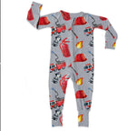 Firefighting Dalmatian, Bamboo Zipper Footie Miller & Co. Everetts Place Boutique