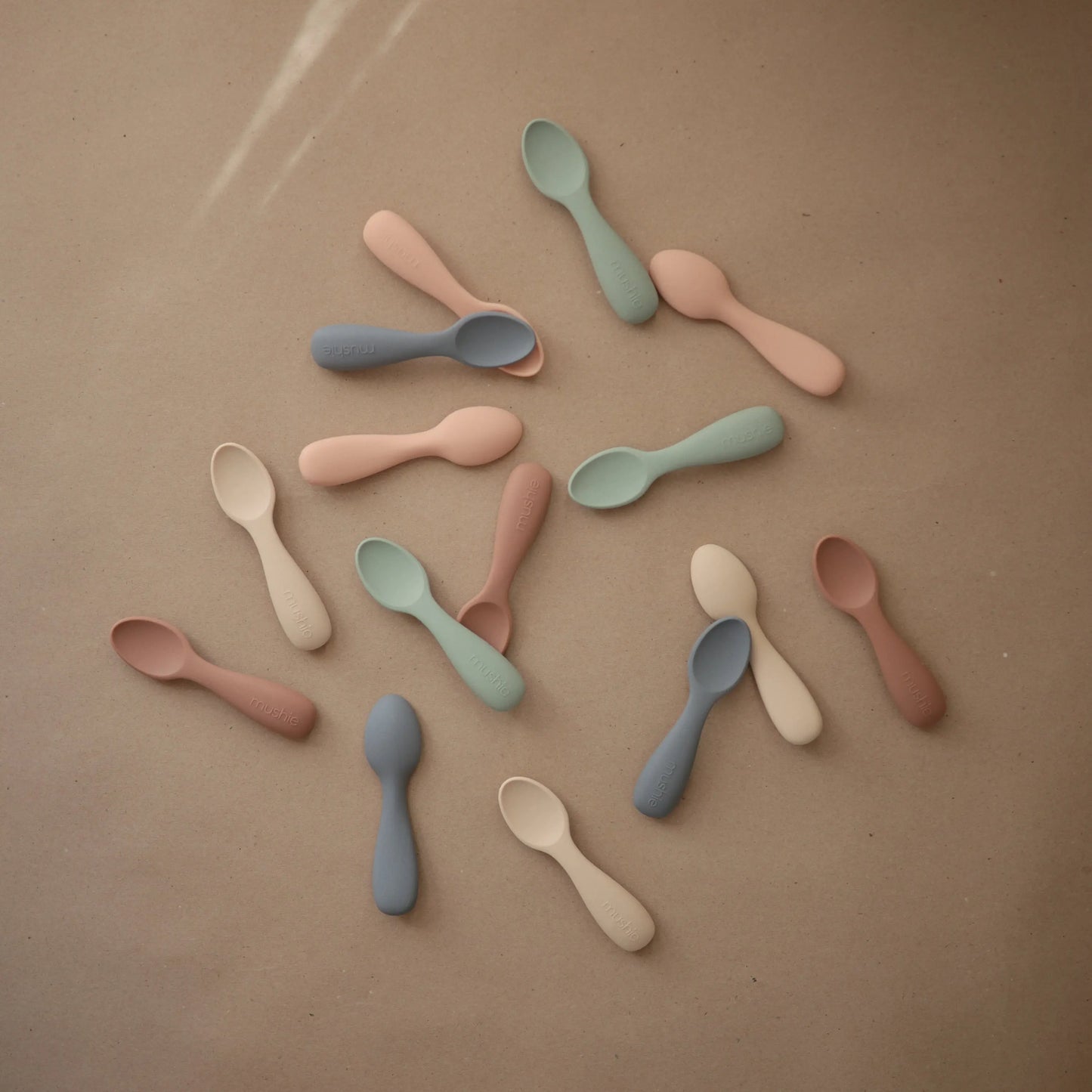 Silicone Toddler Starter Spoons Non Toxic Food Grade Gentle on Gums Easy Grip Handle Mushie