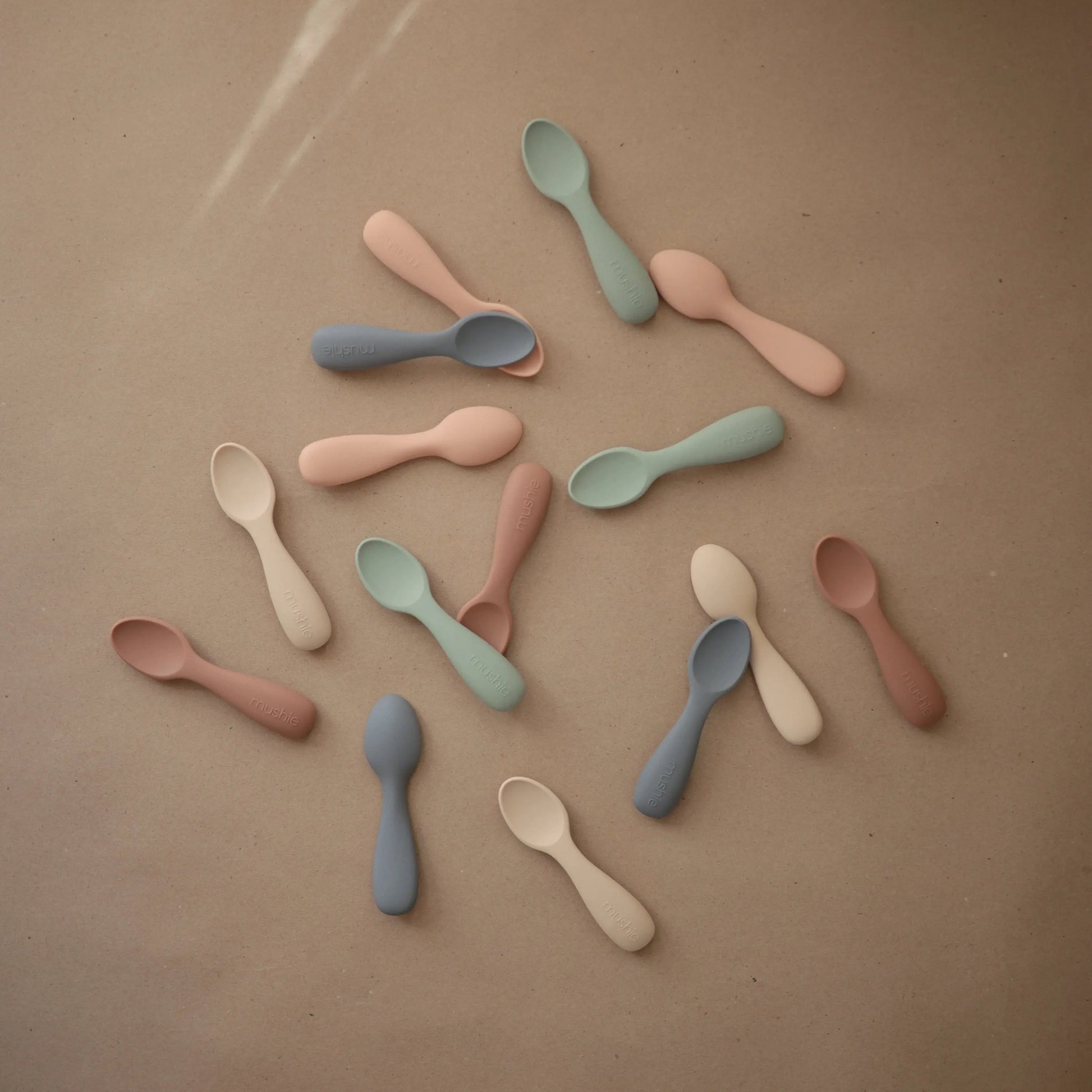 Silicone Toddler Starter Spoons Non Toxic Food Grade Gentle on Gums Easy Grip Handle Mushie