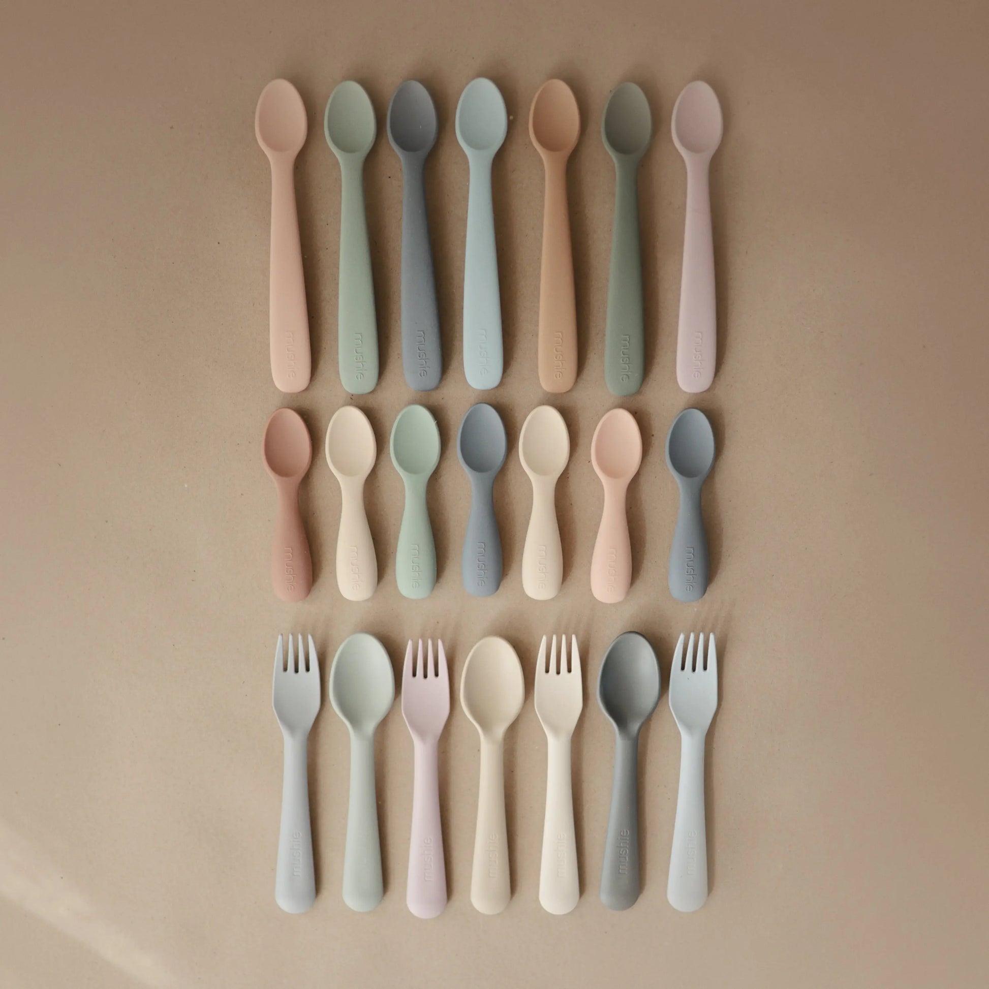 Silicone Toddler Starter Spoons Non Toxic Food Grade Gentle on Gums Easy Grip Handle Mushie
