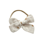 Harp Angel Boutique Soft Muslin Baby Bow Headband with Stretchy Nylon for Newborns - Apparel & Accessories > Clothing Accessories > Hair Accessories Bows
