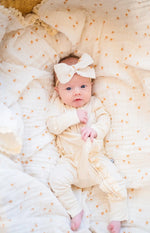 Harp Angel Boutique Soft Muslin Baby Bow Headband with Stretchy Nylon for Newborns - Apparel & Accessories > Clothing Accessories > Hair Accessories Bows