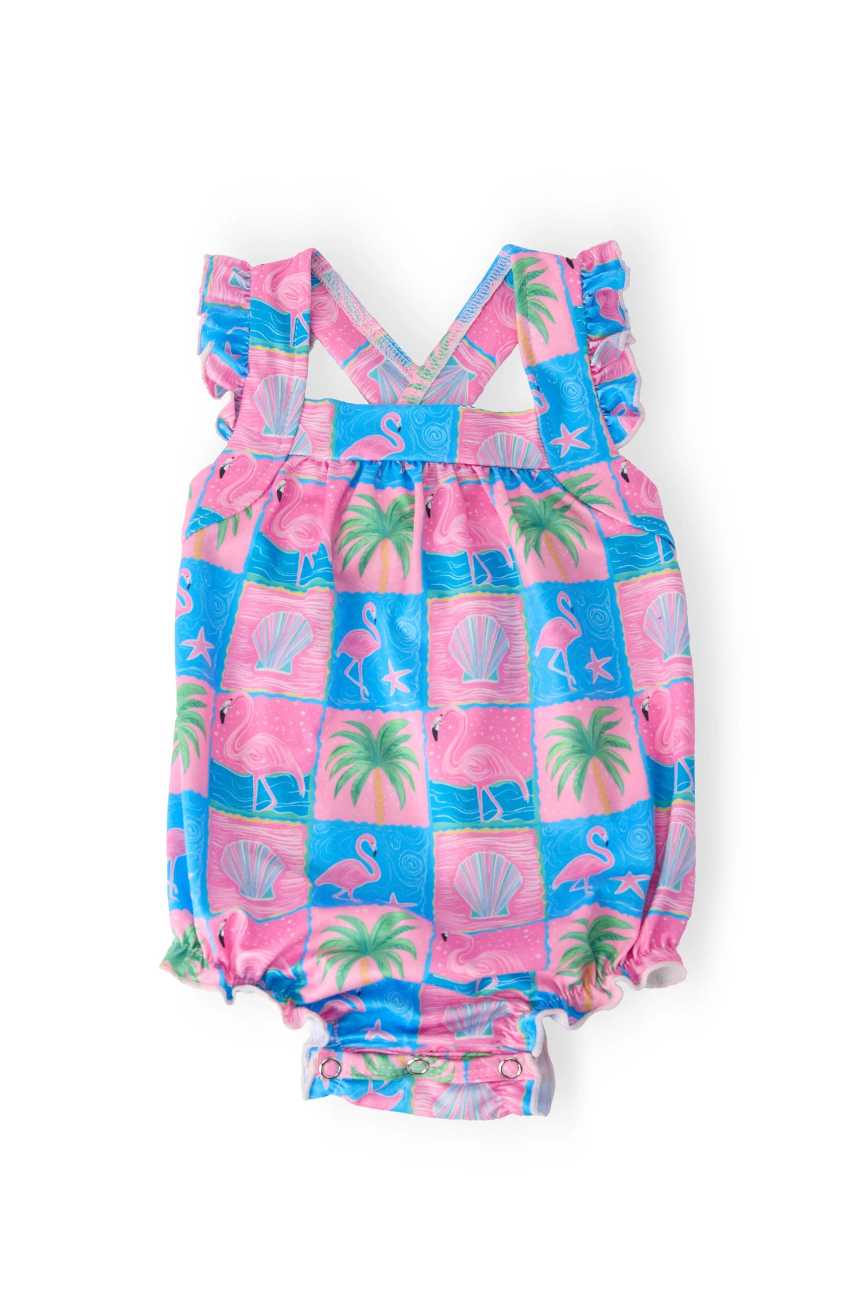 Mila & Rose ® Flock Star Ruffle Cross Back Romper - 