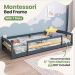 Twin Size Montessori-Inspired Floor Bed with Safety Guardrails for Kids by Ocodile.com