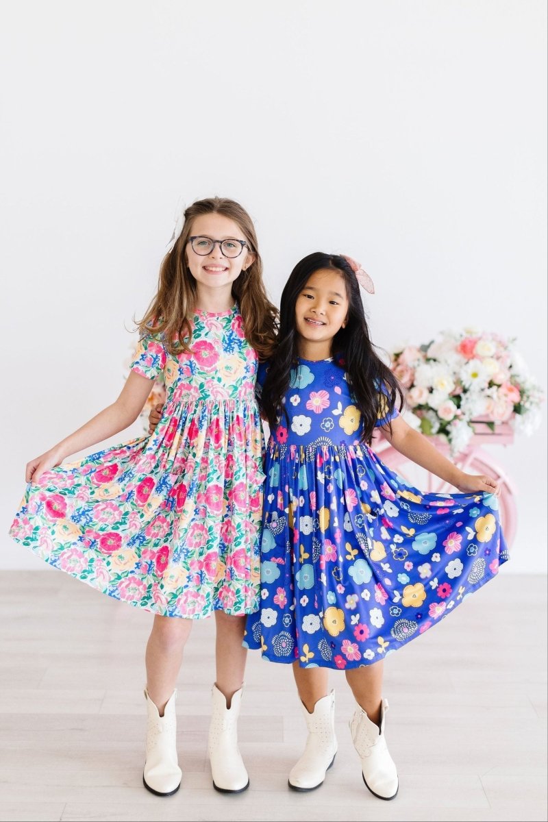 Mila & Rose ® Floral Frenzy Short Sleeve Pocket Twirl Dress Mila And Rose - Everetts Place Boutique - 