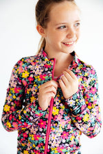 Mila & Rose ® Floral Full Zip Ruffle Active Jacket For Dance And Yoga - Everetts Place Boutique - 