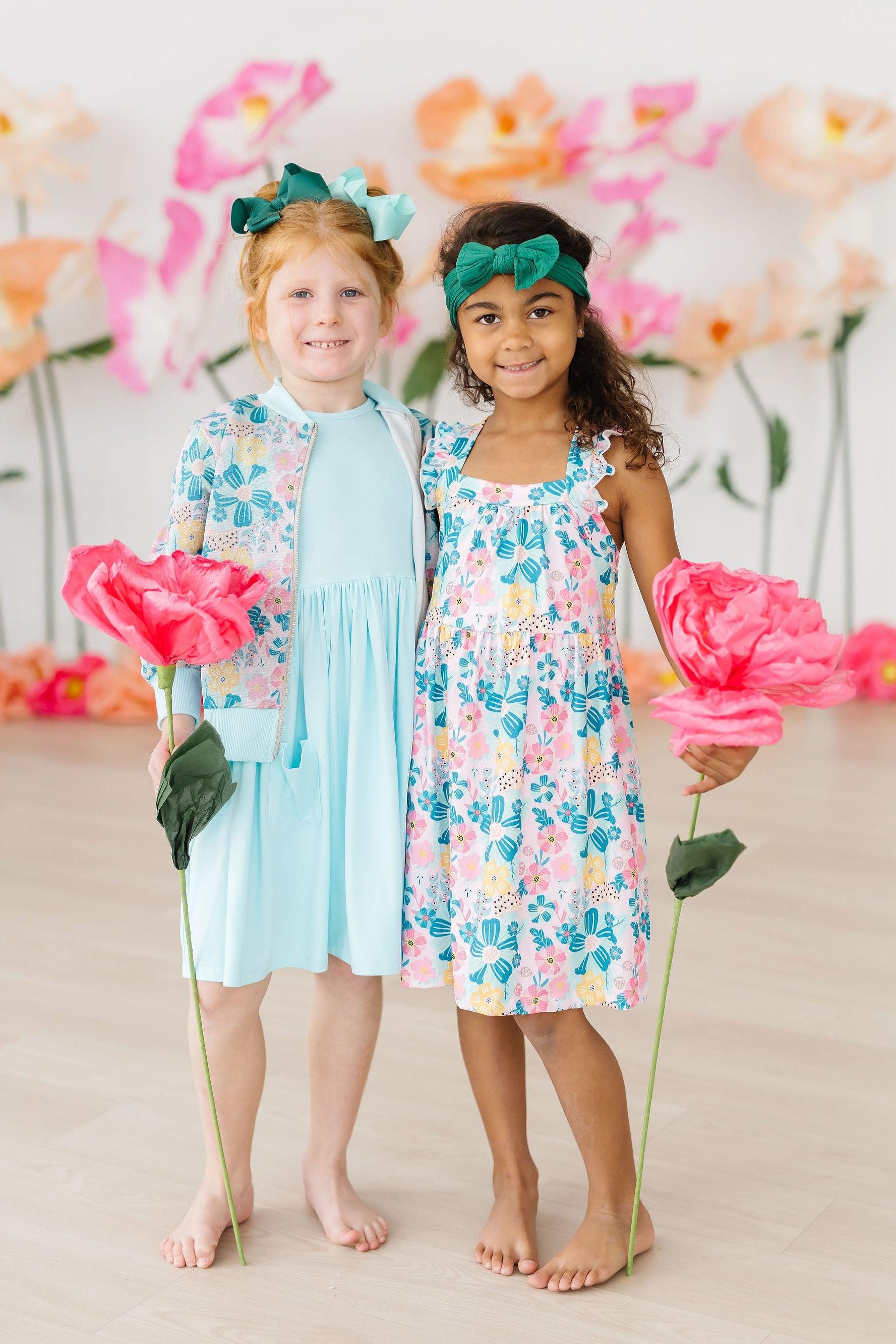 Floral Garden Ruffle Cross Back Dress For Girls Collection Mila & Rose ® Everetts Place: Online Boutique