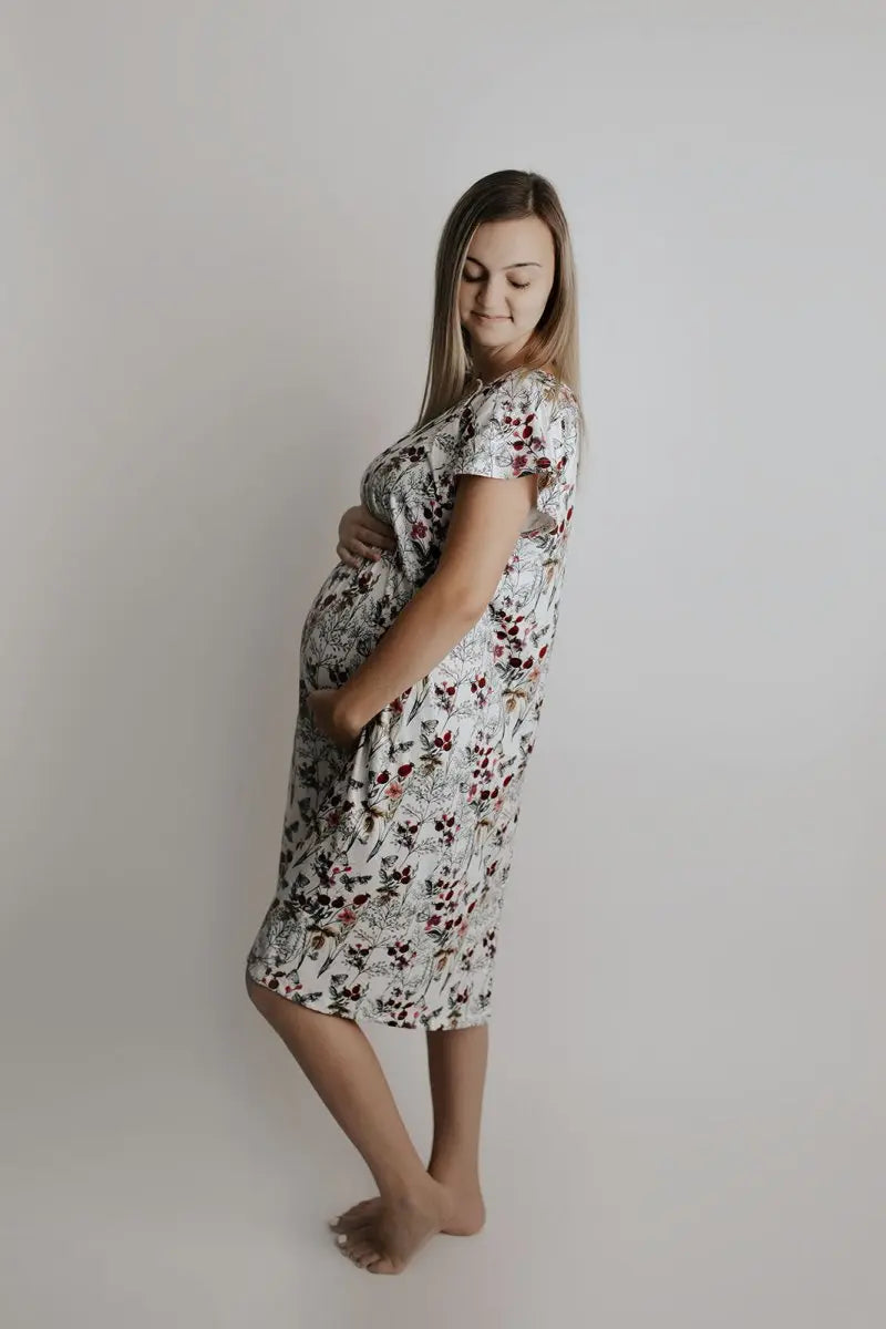 Three Little Tots Floral Mommy Labor and Delivery Nursing Hospital Gown - 