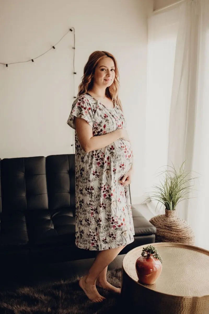 Three Little Tots Floral Mommy Labor and Delivery Nursing Hospital Gown - 