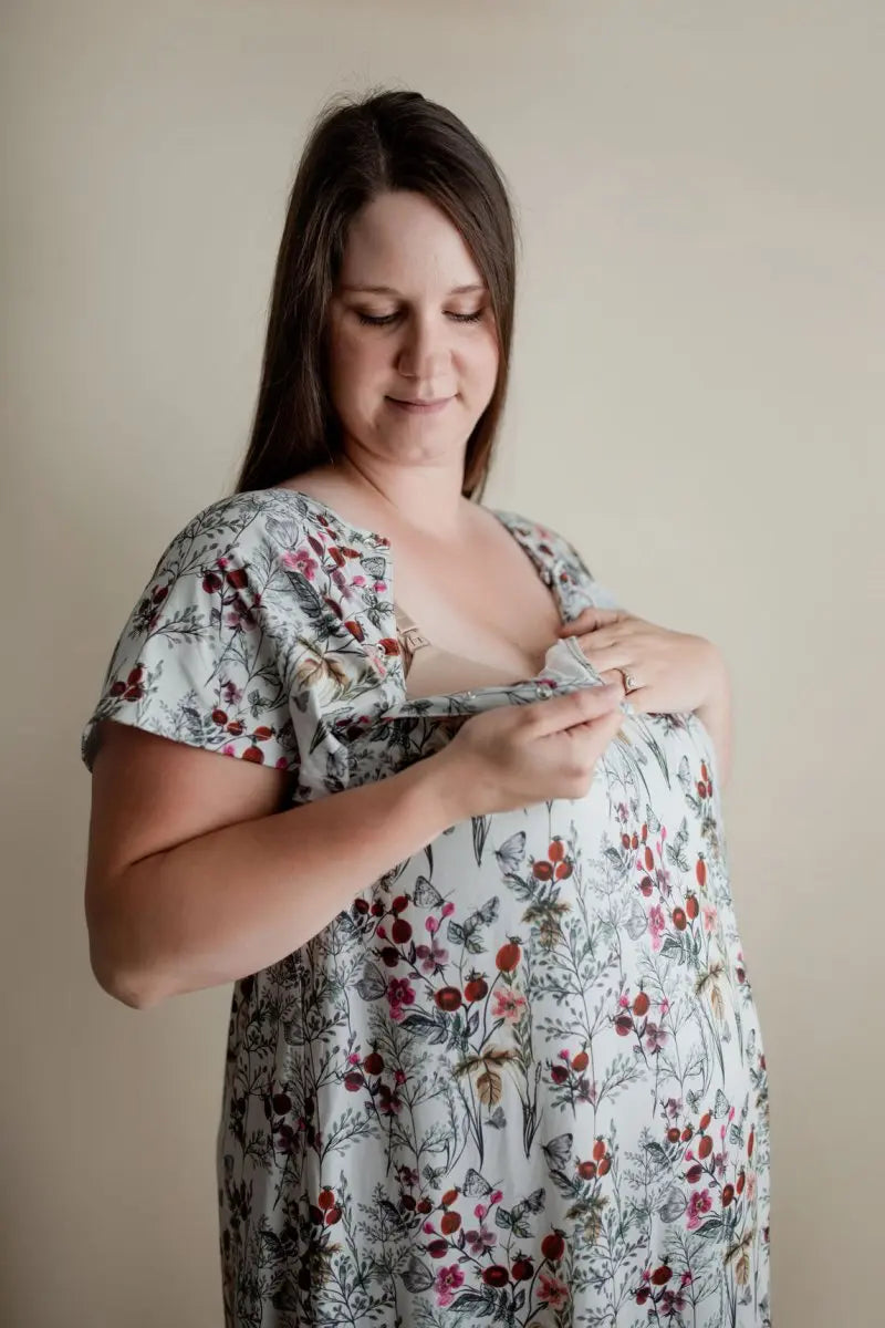 Three Little Tots Floral Mommy Labor and Delivery Nursing Hospital Gown - 