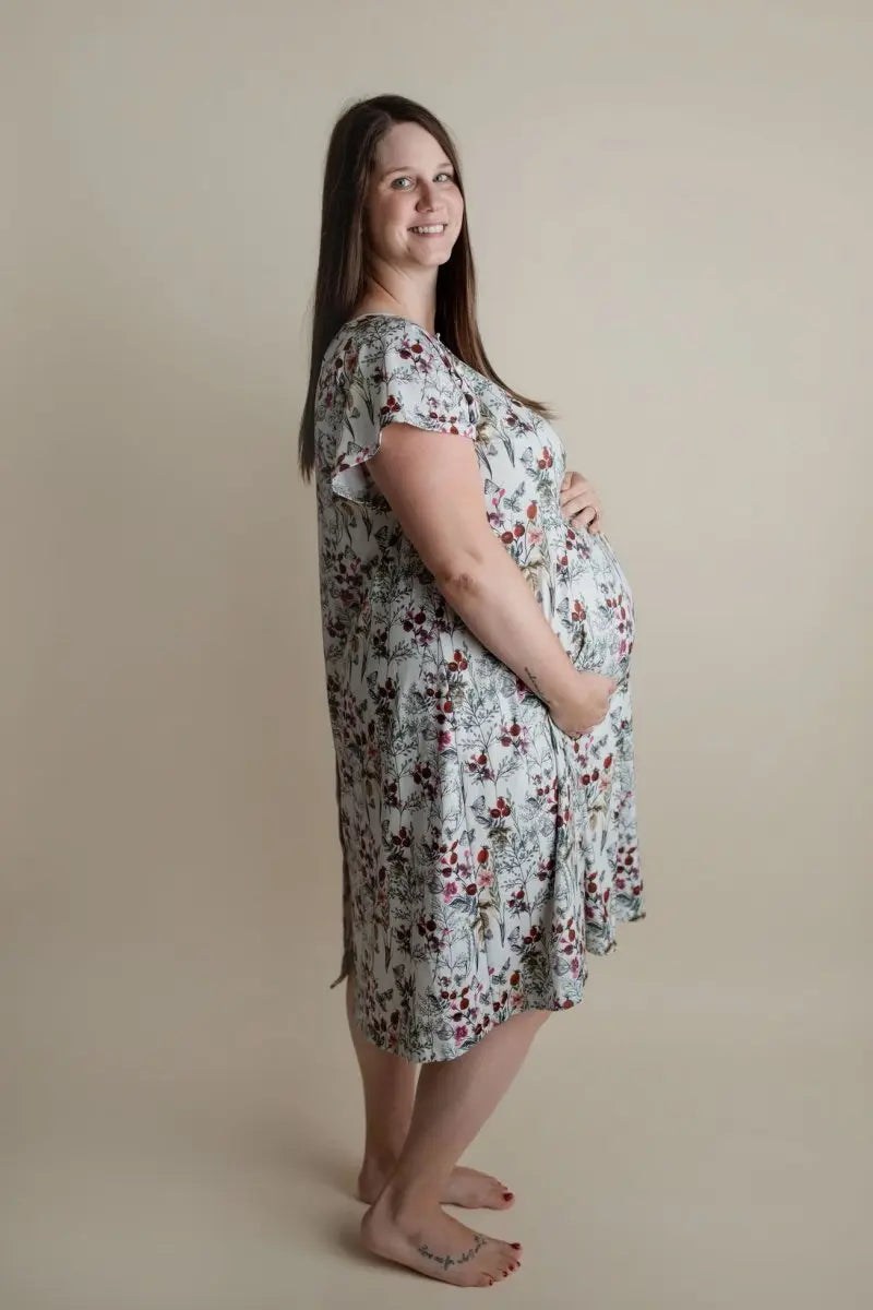 Three Little Tots Floral Mommy Labor and Delivery Nursing Hospital Gown - 
