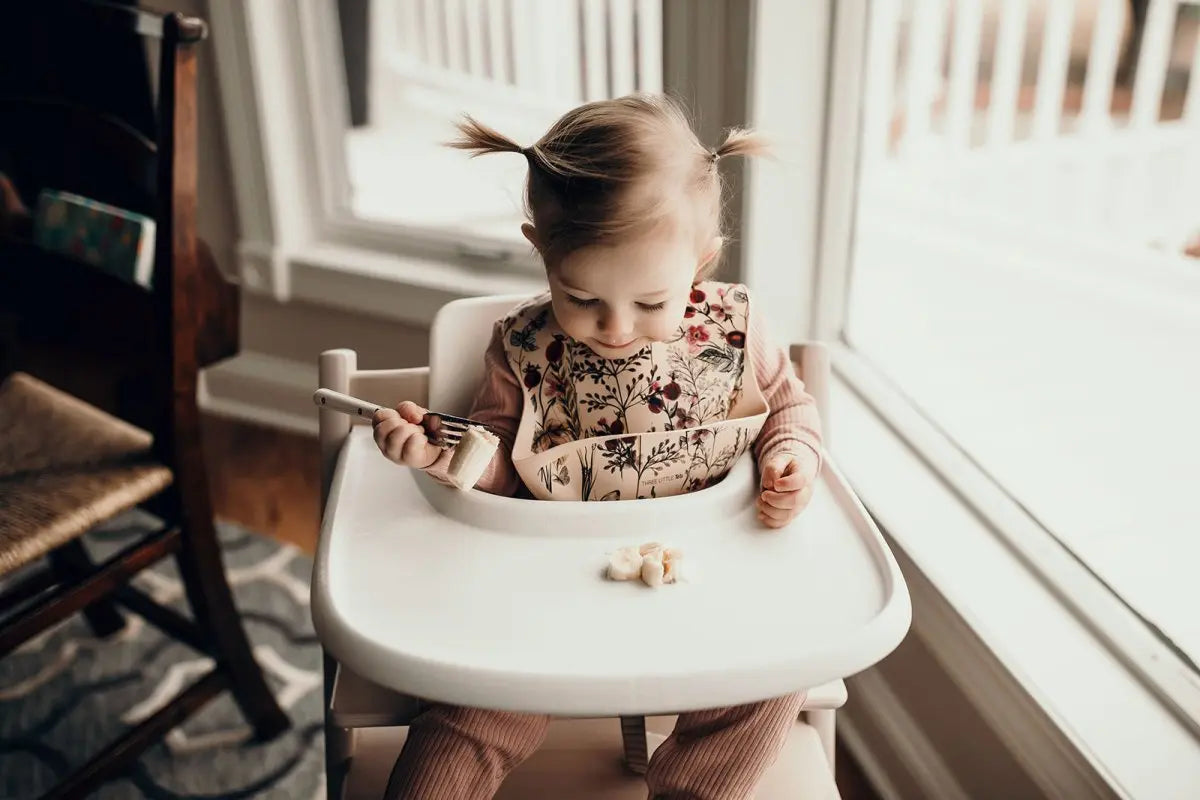 Three Little Tots Floral Silicone Bib with Crumb Catcher - 