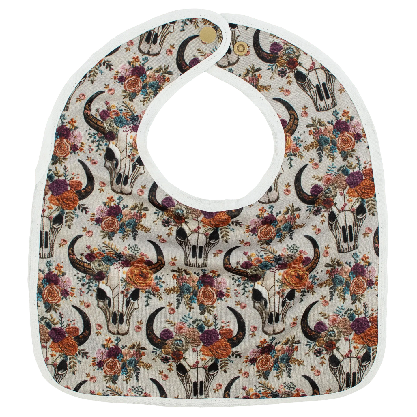Floral Skulls Embroidery Flip Bib With Pocket For Drool Texas Tushies Everetts Place: Online Boutique