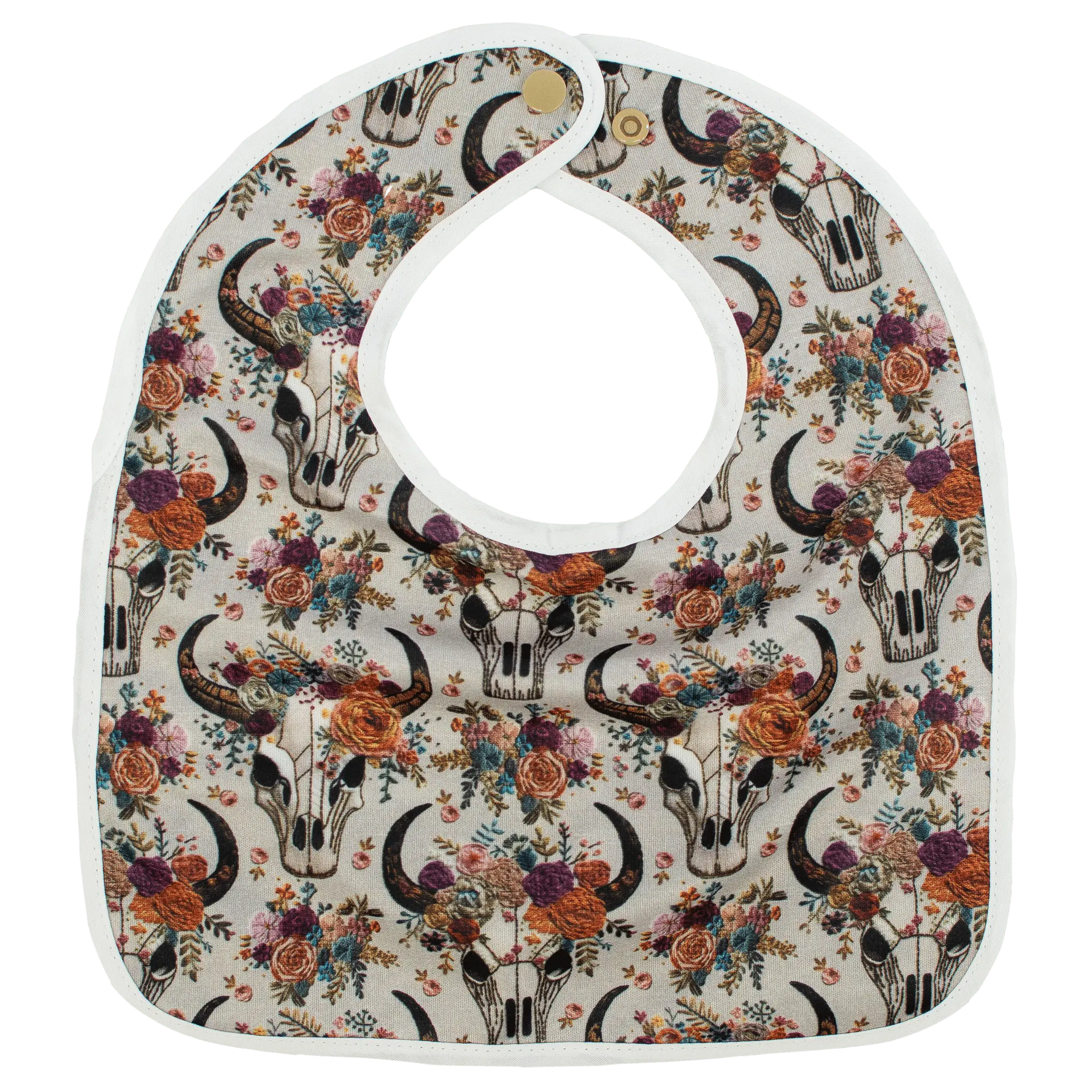 Texas Tushies Floral Skulls Embroidery Flip Bib With Pocket For Drool - Baby & Toddler > Nursing & Feeding > Bibs Baby & Toddler Clothing