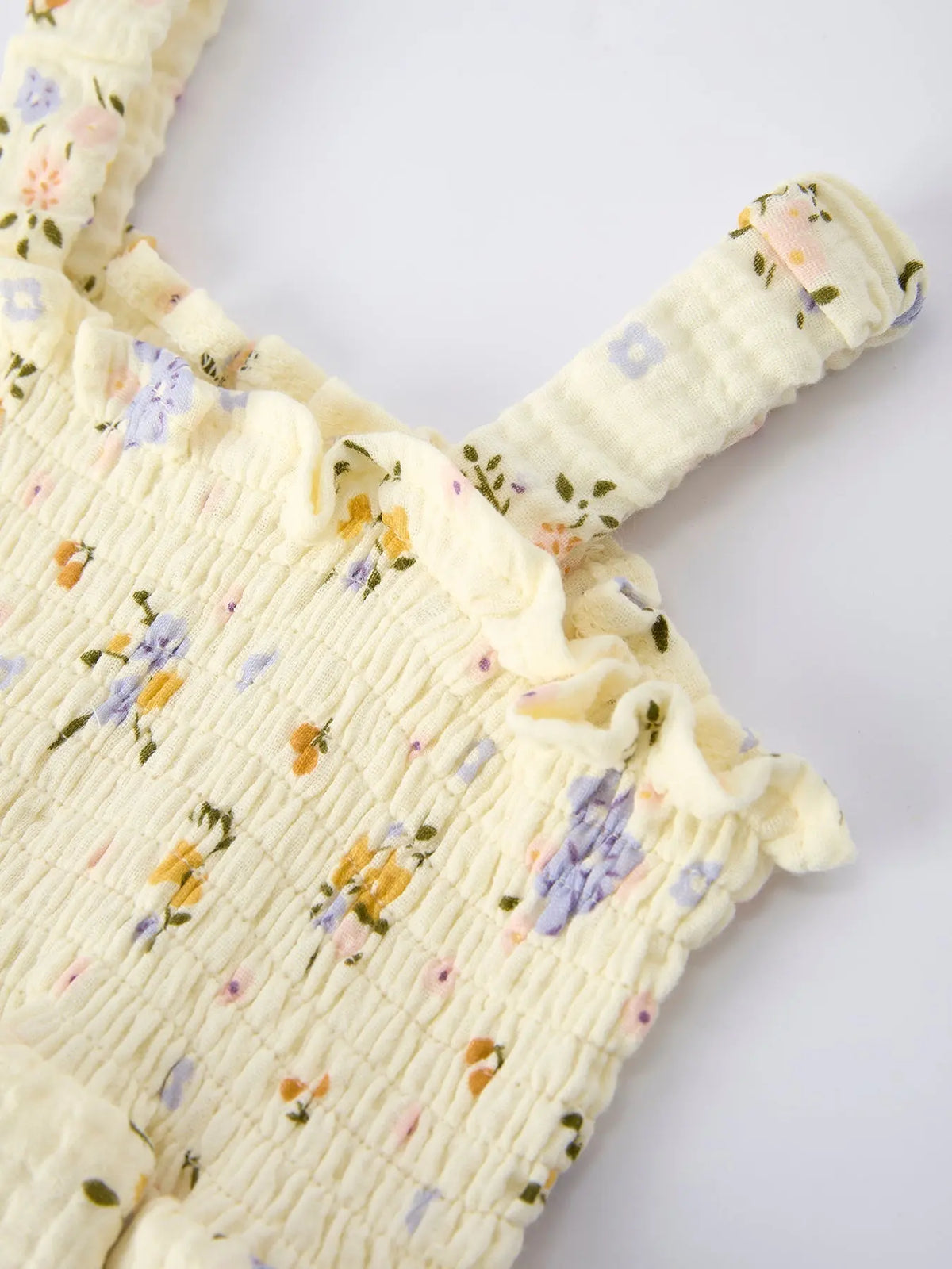 Rylee Faith Designs Floral Smocked Baby Romper with Matching Hat - 