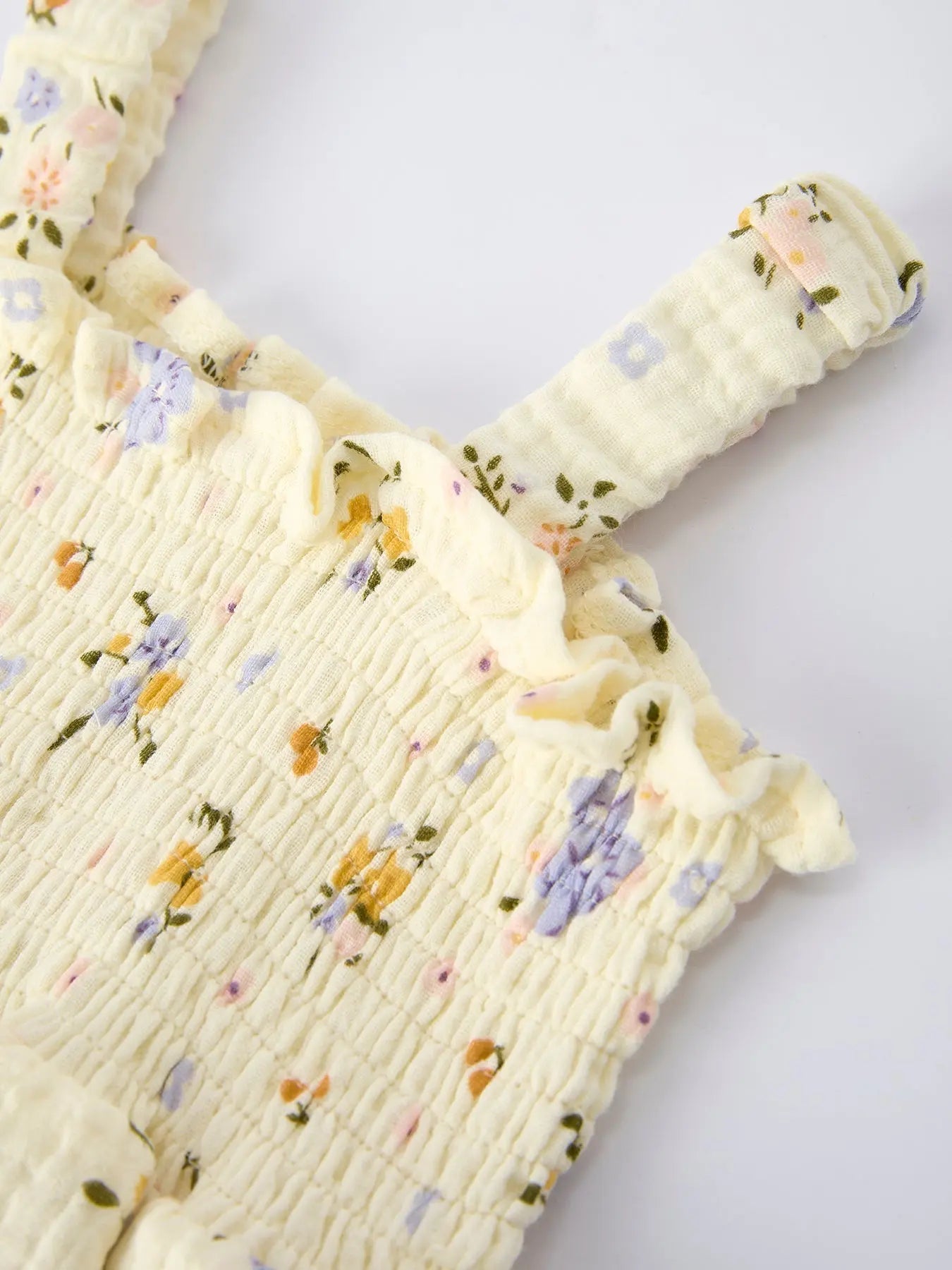 Rylee Faith Designs Floral Smocked Baby Romper with Matching Hat - 