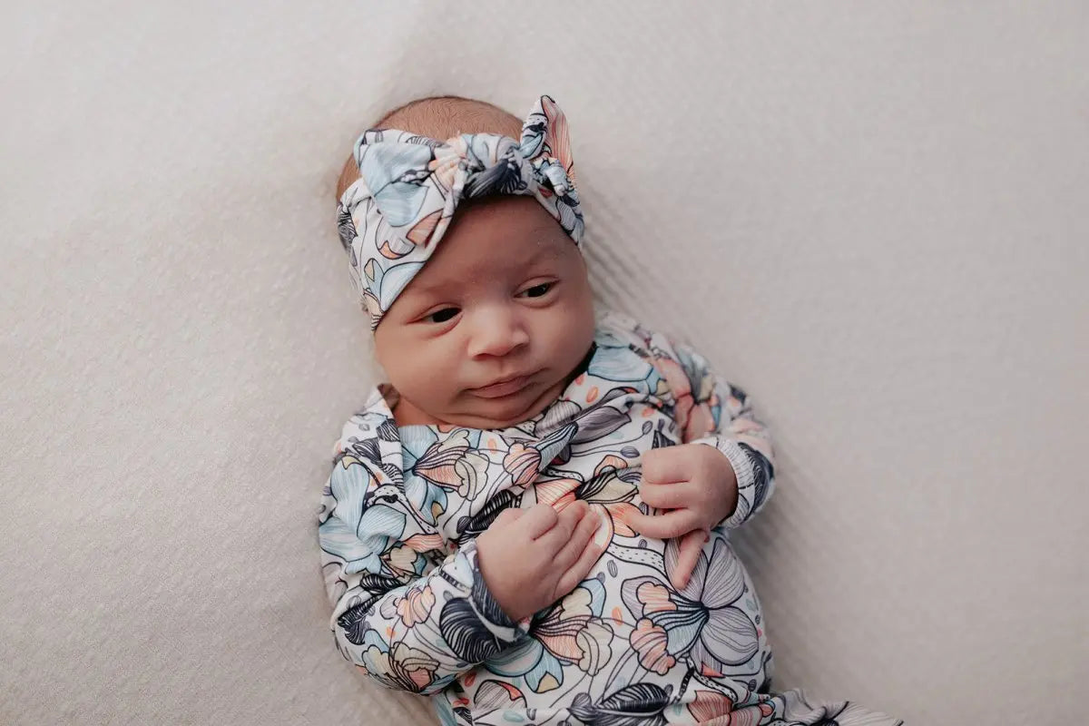 Three Little Tots Flower Bloom Knotted Headband Bow - 