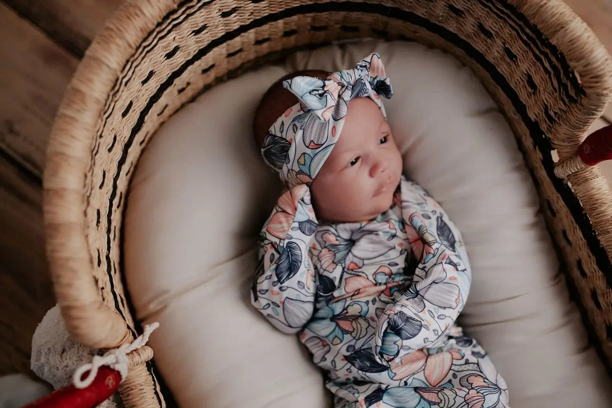 Three Little Tots Flower Bloom Knotted Headband Bow - 