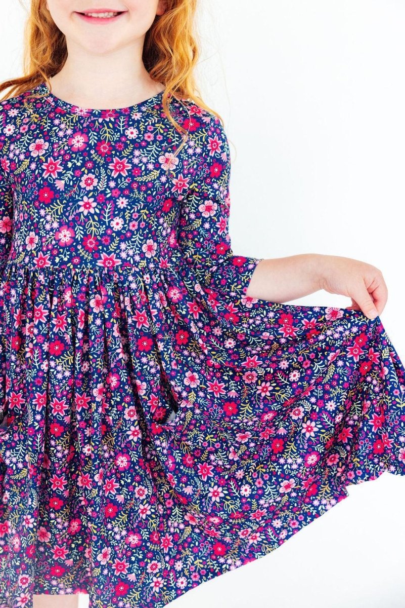 Mila & Rose ® Flower Farm 3 4 Sleeve Pocket Twirl Dress Mila Rose - Everetts Place Boutique - 
