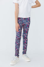 Mila & Rose Flower Farm organic baby leggings, colorful floral print.
