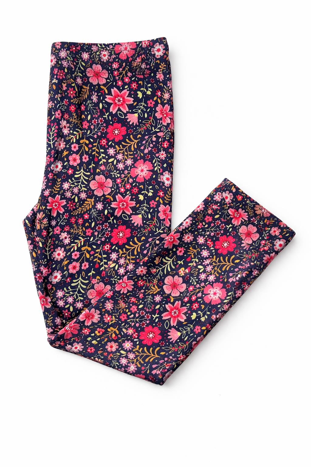 Mila & Rose Flower Farm organic baby leggings with floral print.