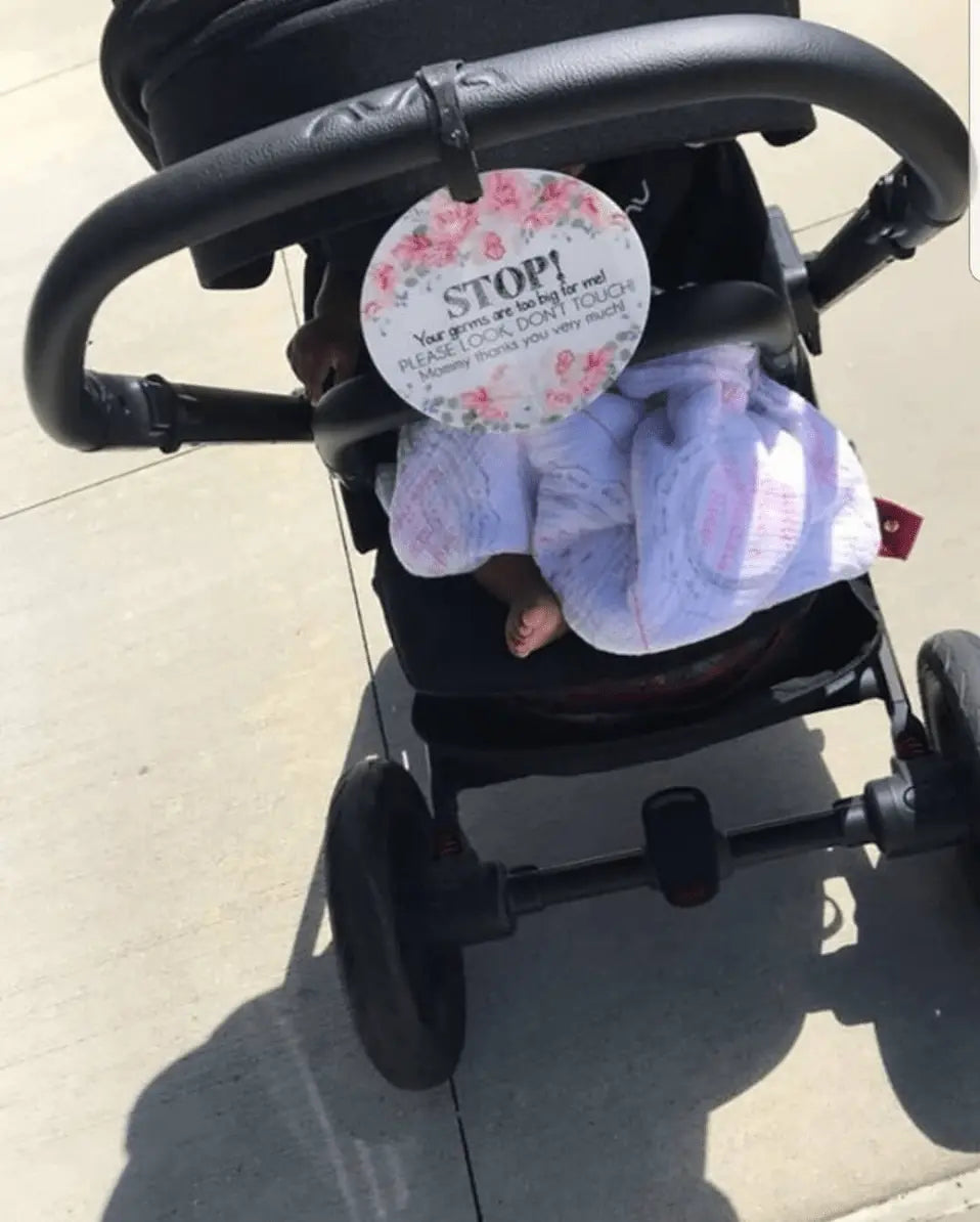 Three Little Tots Flower No Touching Baby Car Seat Sign Tag - 
