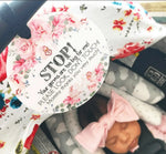 Three Little Tots Flower No Touching Baby Car Seat Sign Tag - 